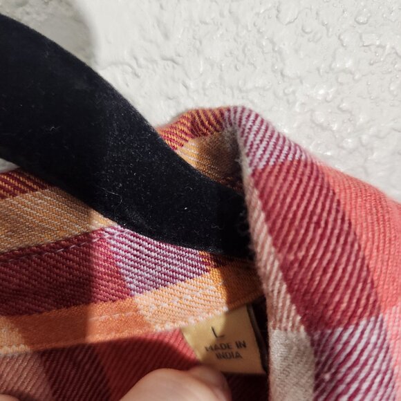 Shyanne Womens Plaid Button-Down Shirt Orange Red Large - Picture 3 of 14